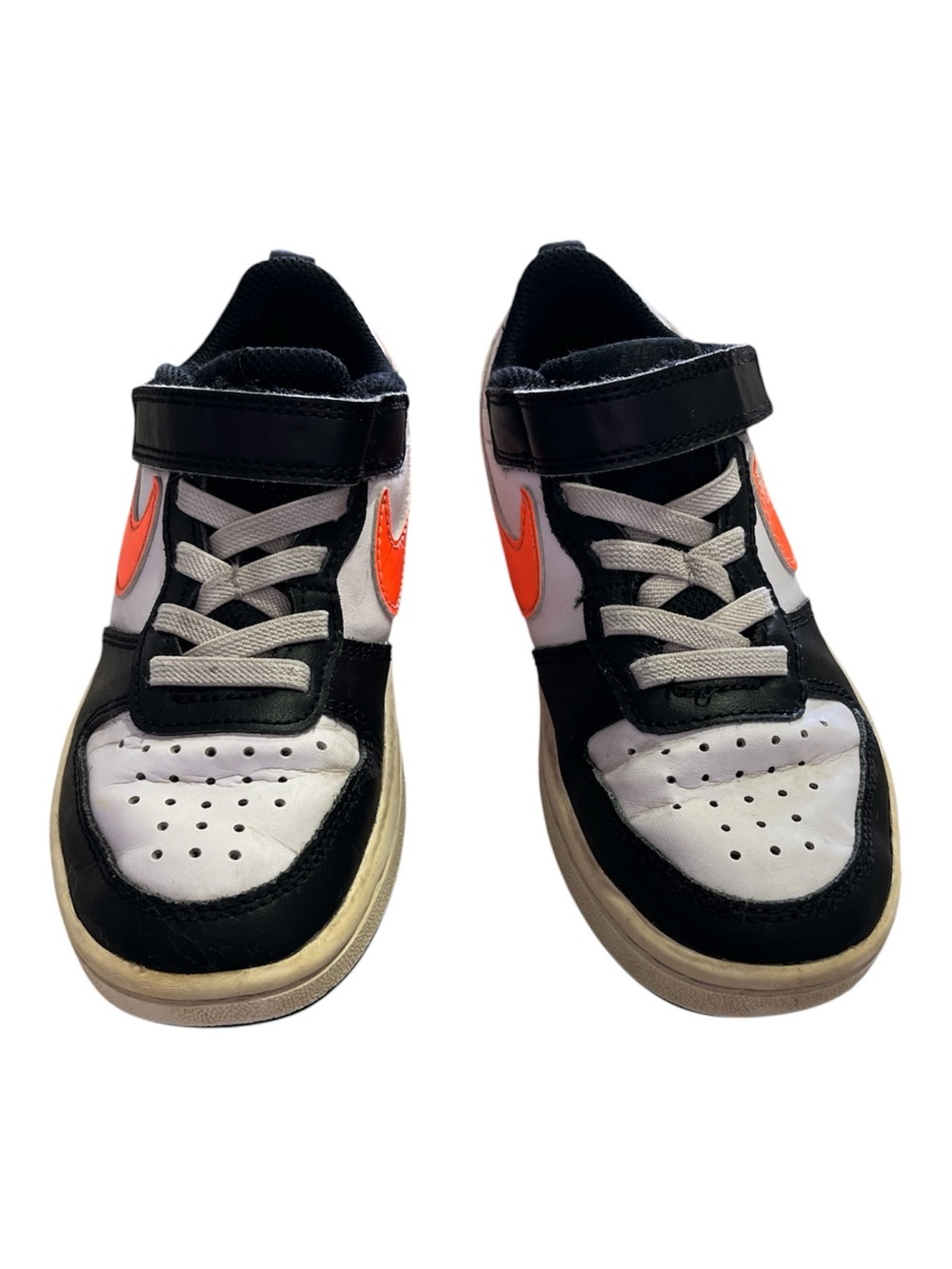 Nike Court Borough Low 2 Kids Sneakers - White/Black/Orange - Size 11.5C - Picture 2 of 6